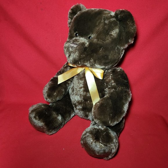 Steven Smith Dark Brown Teddy Bear 15" Stuffed Animal with Gold Ribbon - Picture 4 of 10